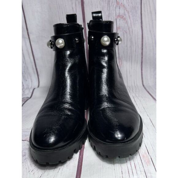 Karl Lagerfeld Paris Women's Pola Studded Lug Sole Ankle Boot Black Size 8.5 - Picture 8 of 11